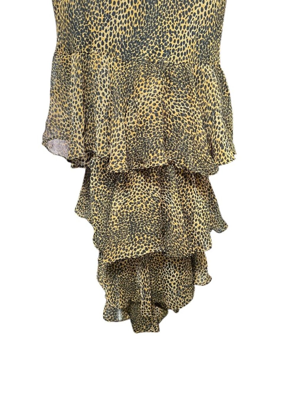 Shape FX By Newport News Womens Dress Size 3X Tan Black Cheetah Ruffle Maxi - Picture 3 of 8